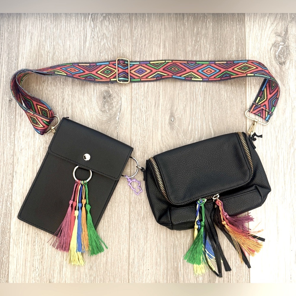Custom Made Convertible Festival Bag w/ Real Leather Belt bags, tassels & more!